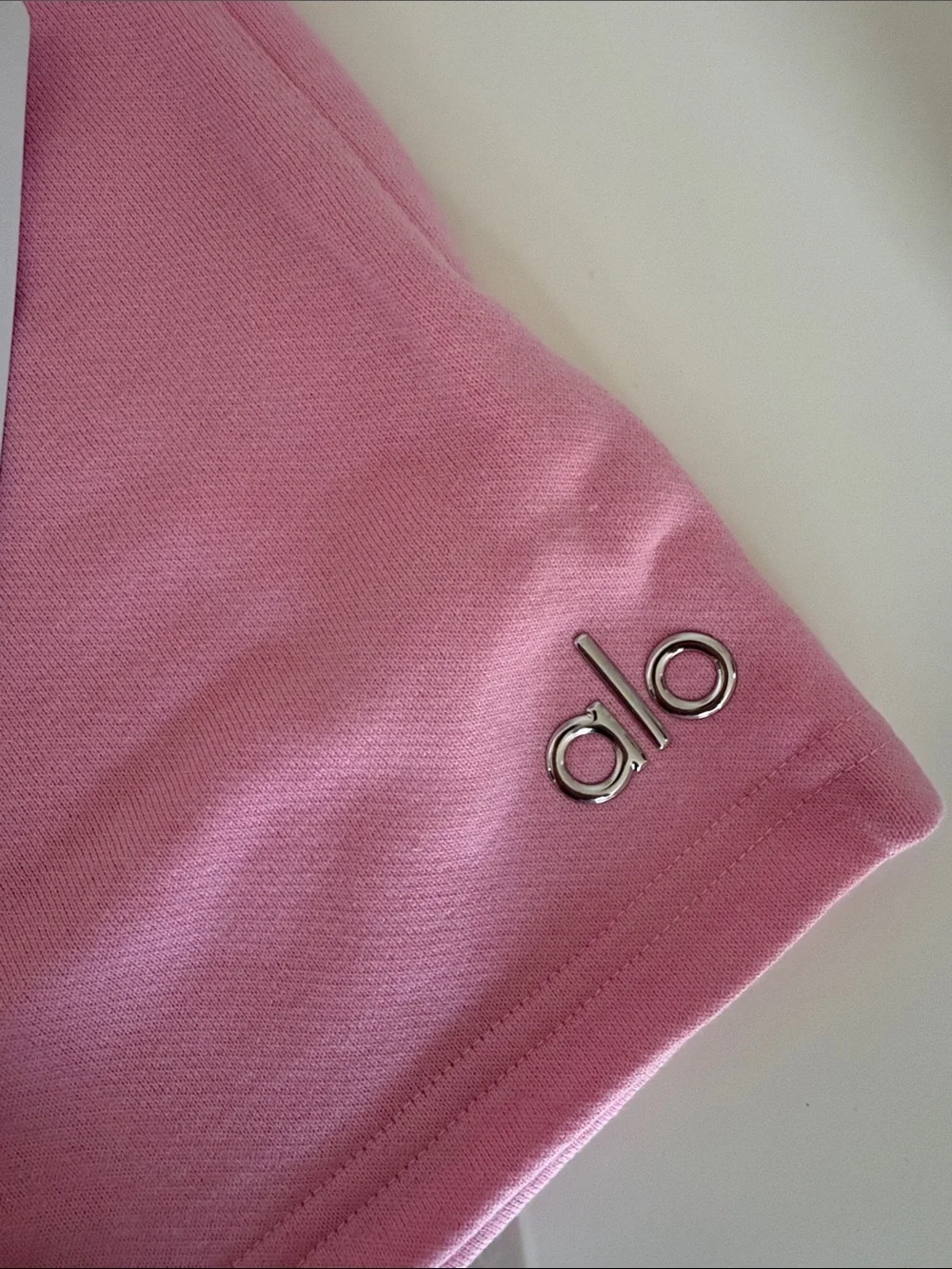 ALO Yoga Pink Terry Athletic Shorts with Embroidered Logo